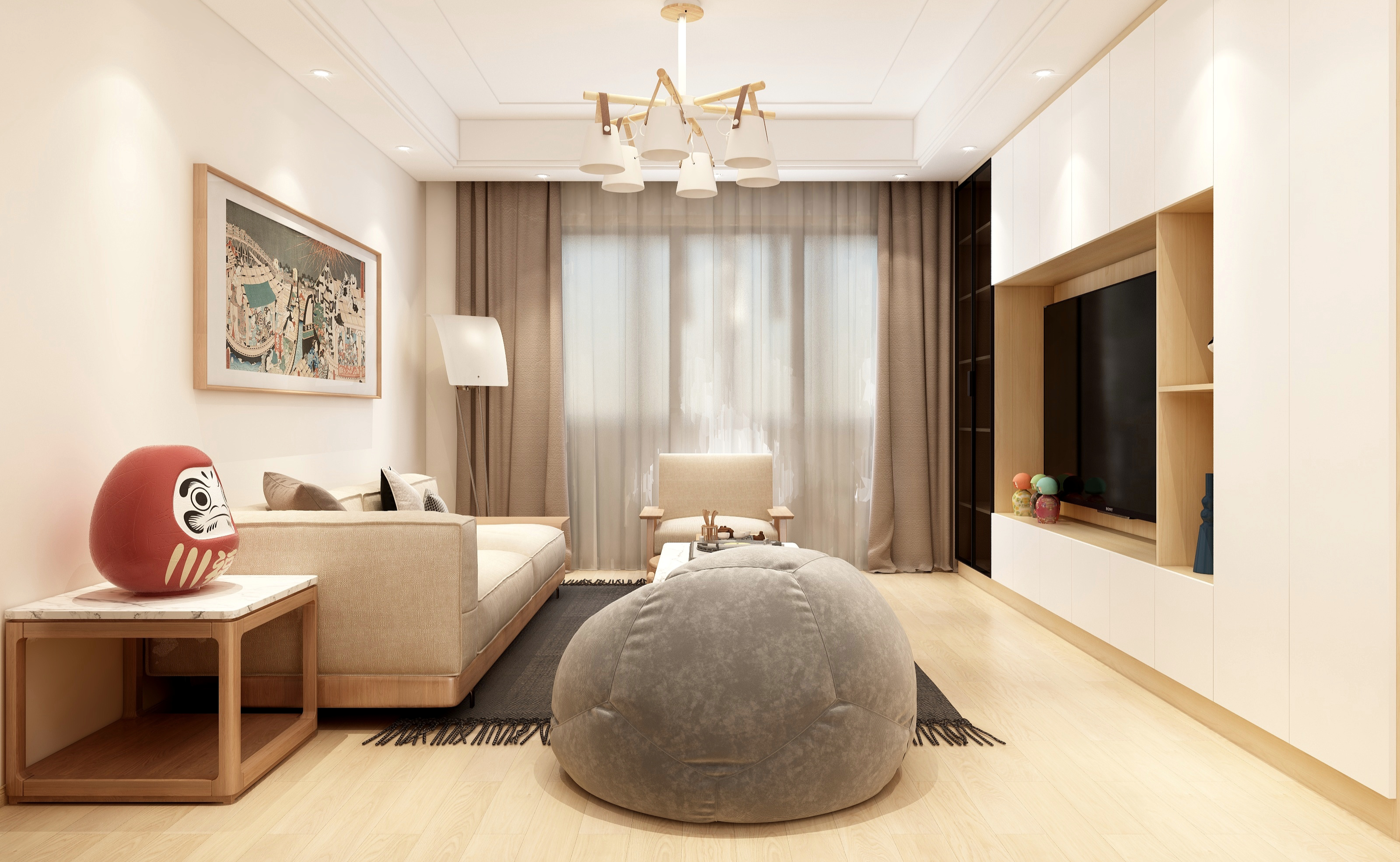 至简名设-文稳康-《日式原木》金沙湾绿地和苑三居装修效果图