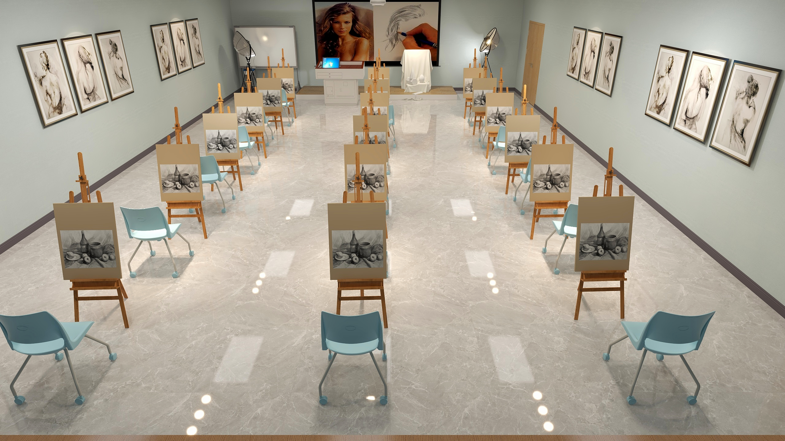 WUSONGQING-美术培训室一层美术培训室装修效果图第1张