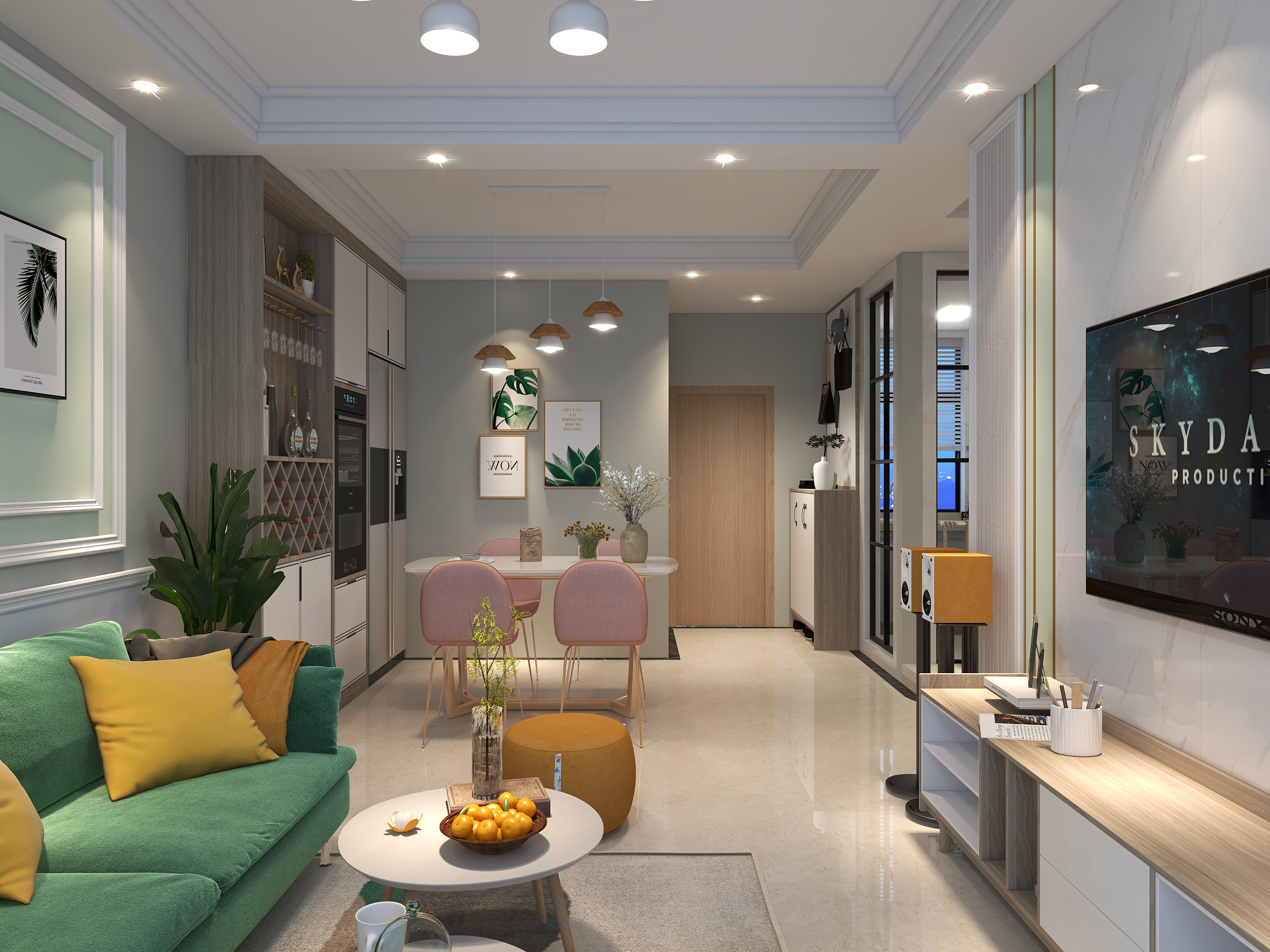 麻木之-德信海德公园83.00㎡A2’3室2厅1卫1厨装修效果图