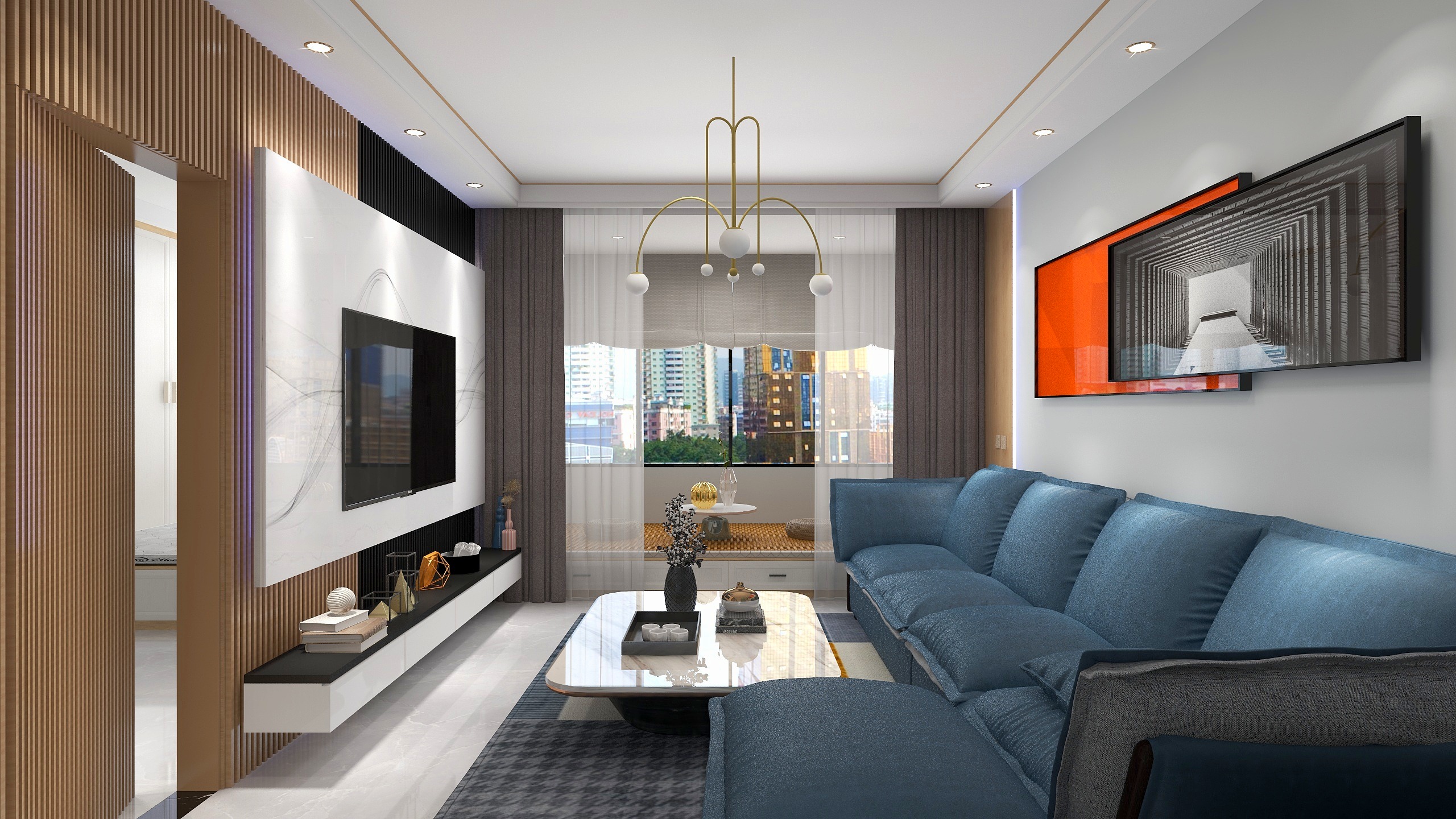 顾北南-（震）锦界二层现代简约三室B装修效果图