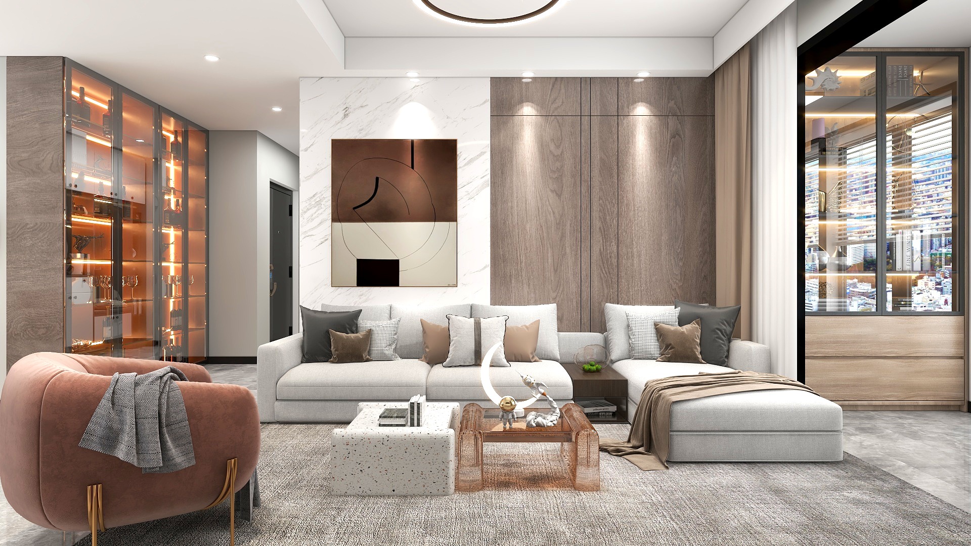 李林-现代简约四室-都市迷情装修效果图