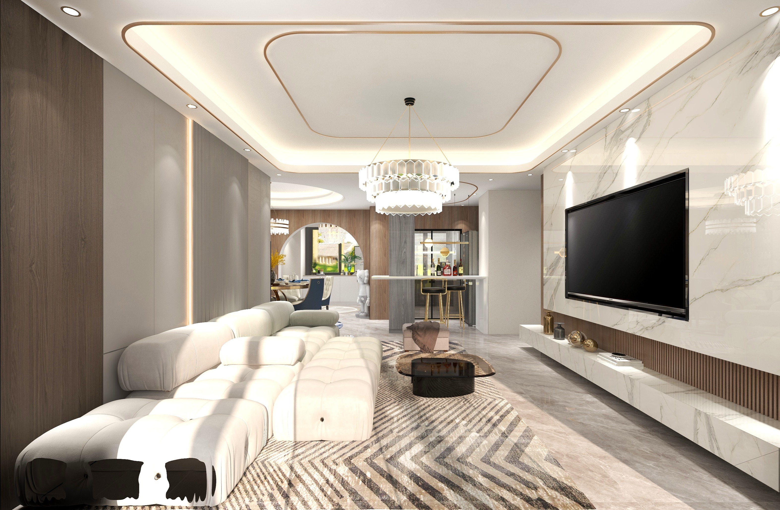 RENE空间设计-145㎡暖色轻奢设计装修效果图