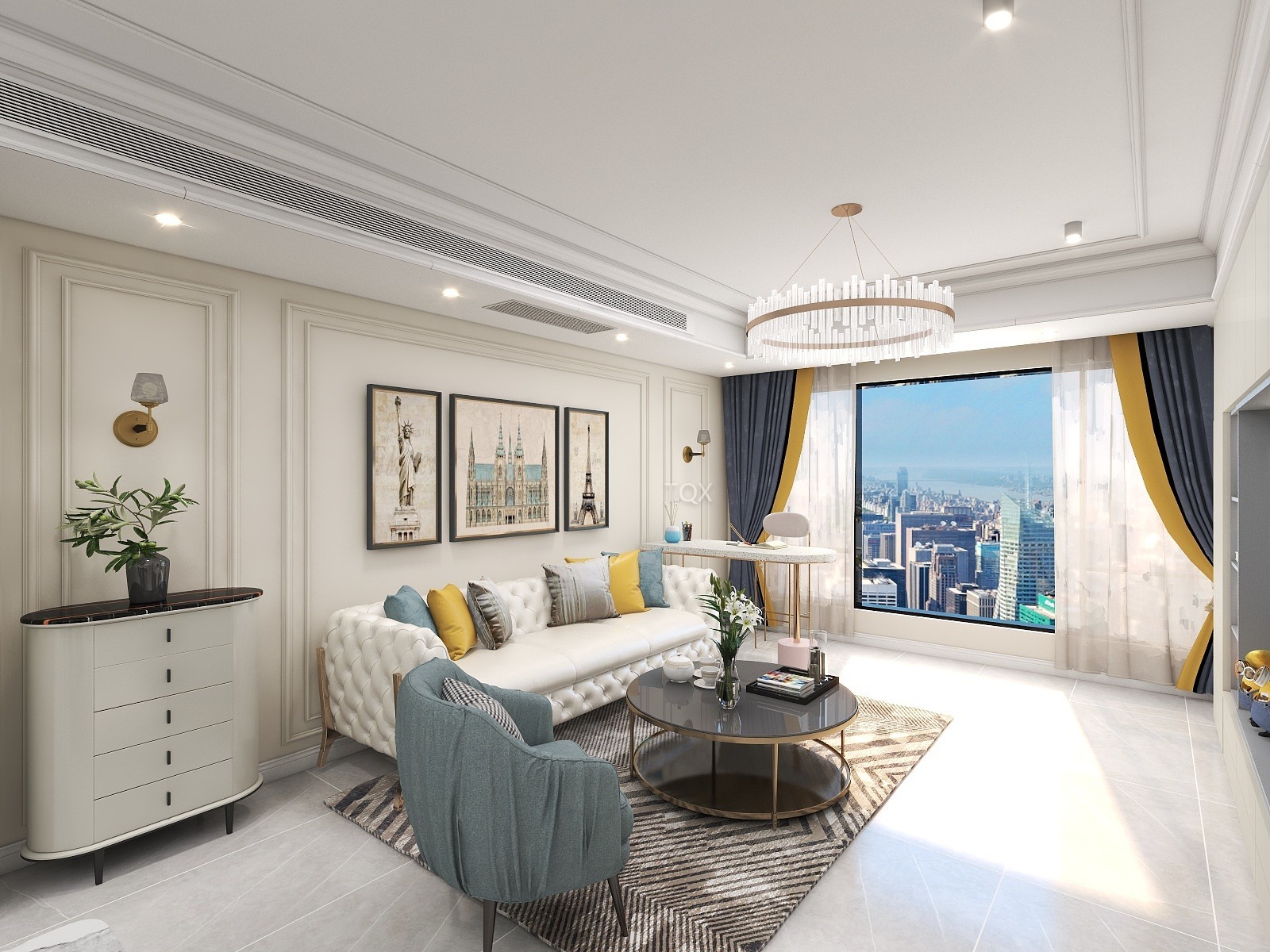 byTQX-万恒白金汉宫120平简美风格装修效果图