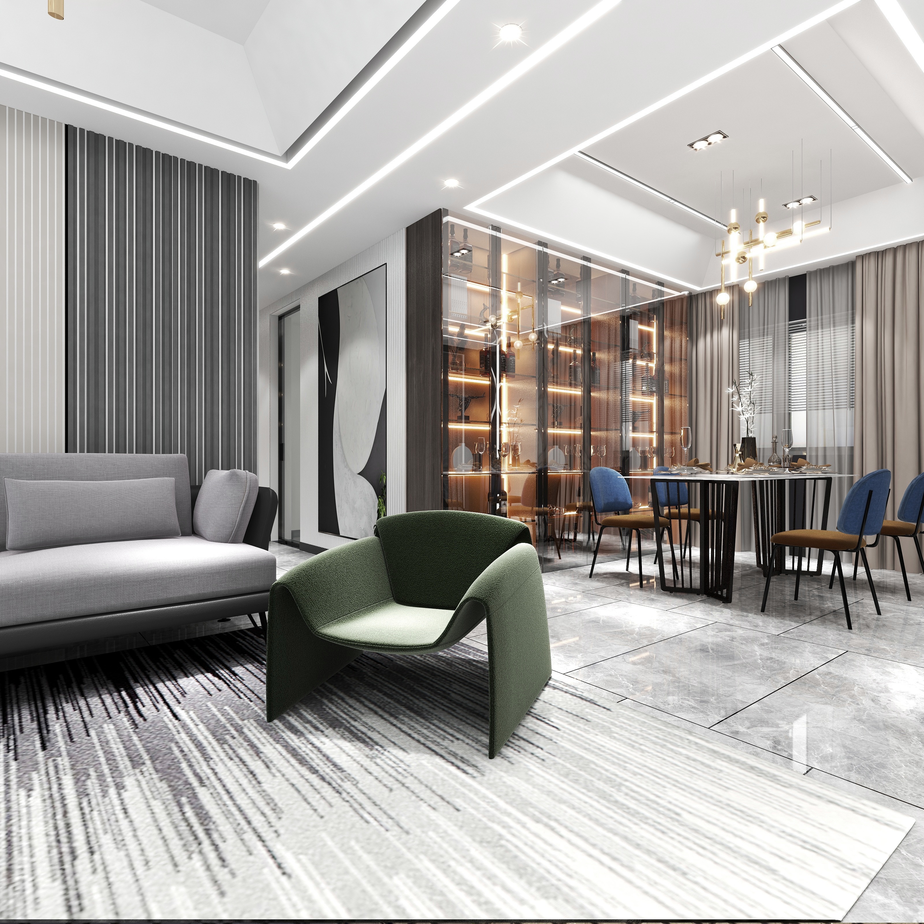 刘芳冰-长虹百花沁苑126.20㎡B户型3室2厅2卫1厨0装修效果图