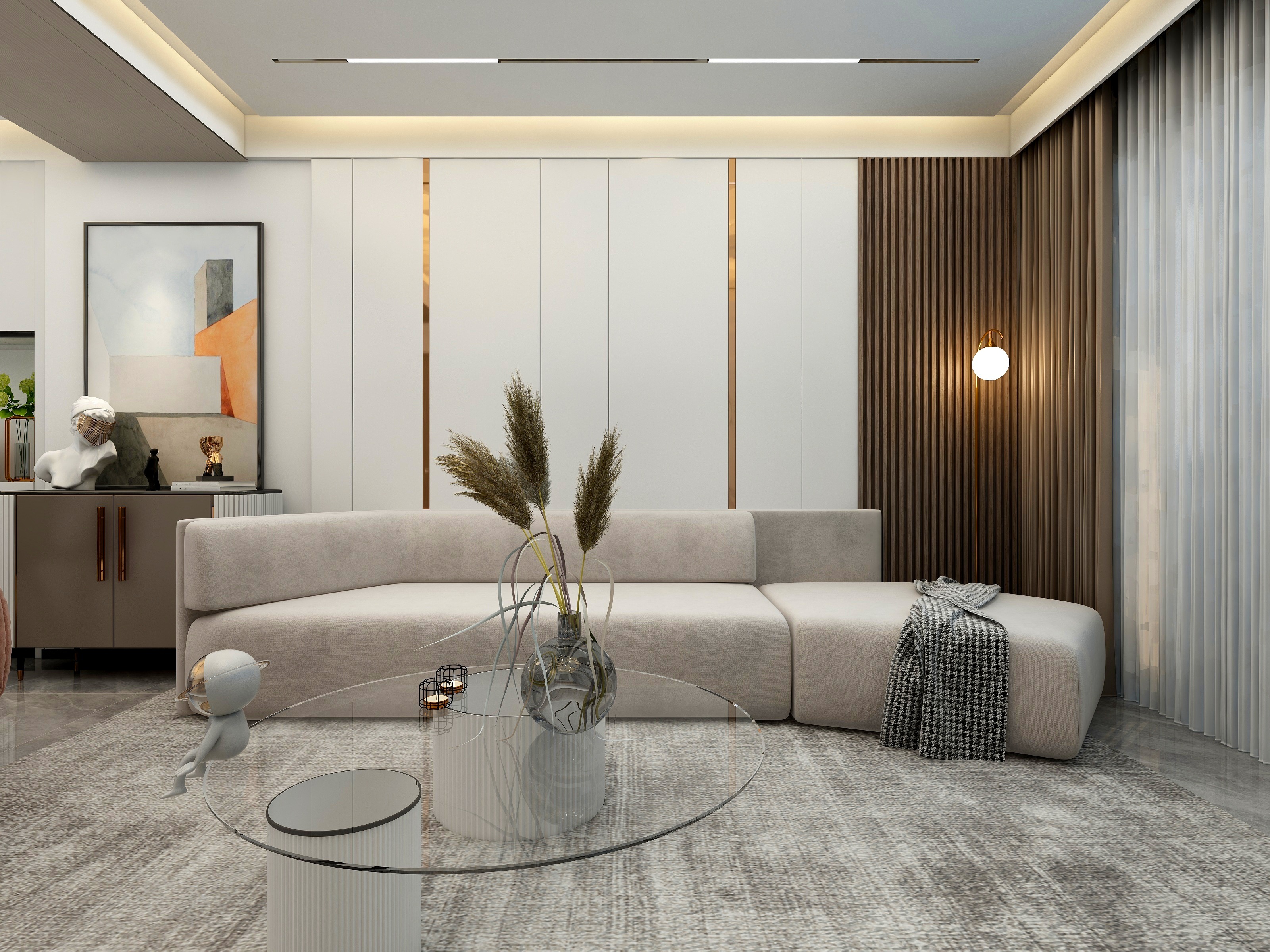 ShawnTan-现代简约轻奢无主灯-装修设计方案