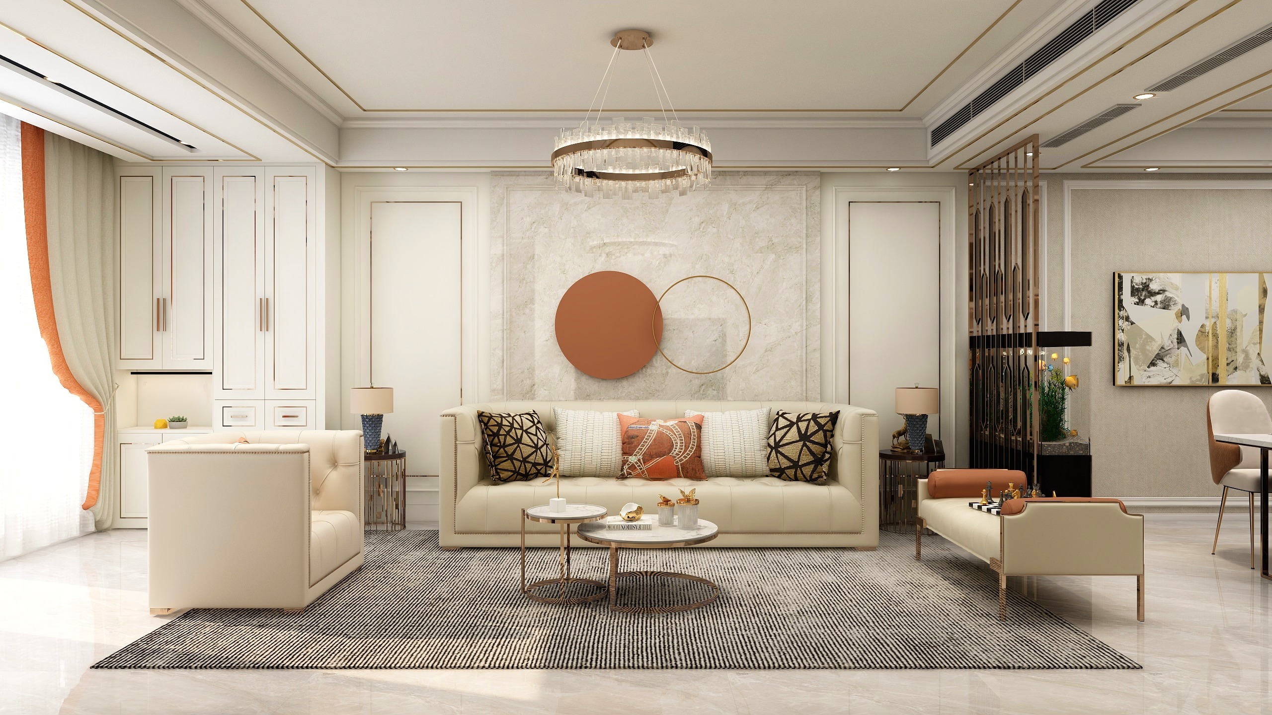 张煜强煜境设计-《东方印》一120平米现代简欧四房装修效果图