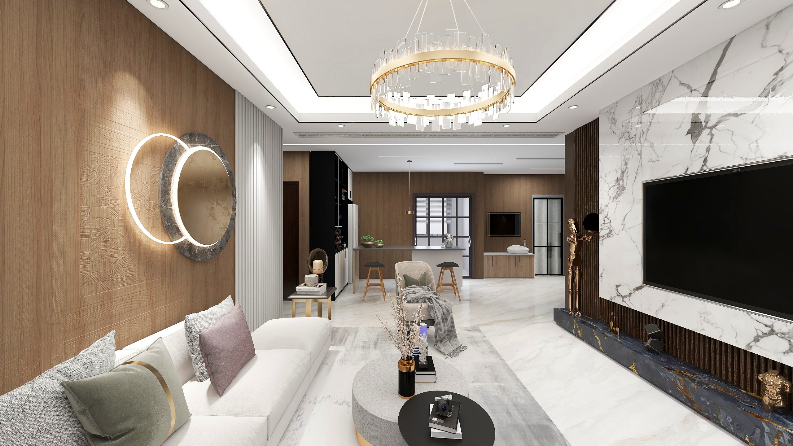 干装修的大龙-现代简约无主灯加悬浮吊顶装修效果图