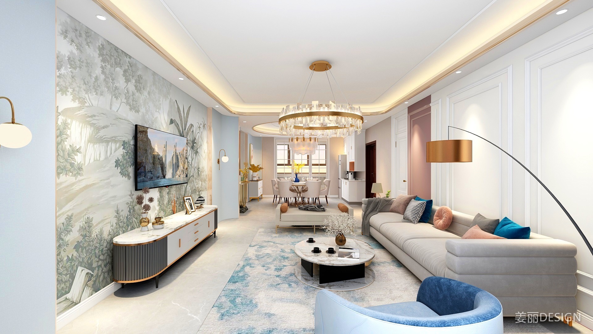 姜丽DESIGN-华源.尚源贝阁170㎡法式轻奢设计-装修设计方案