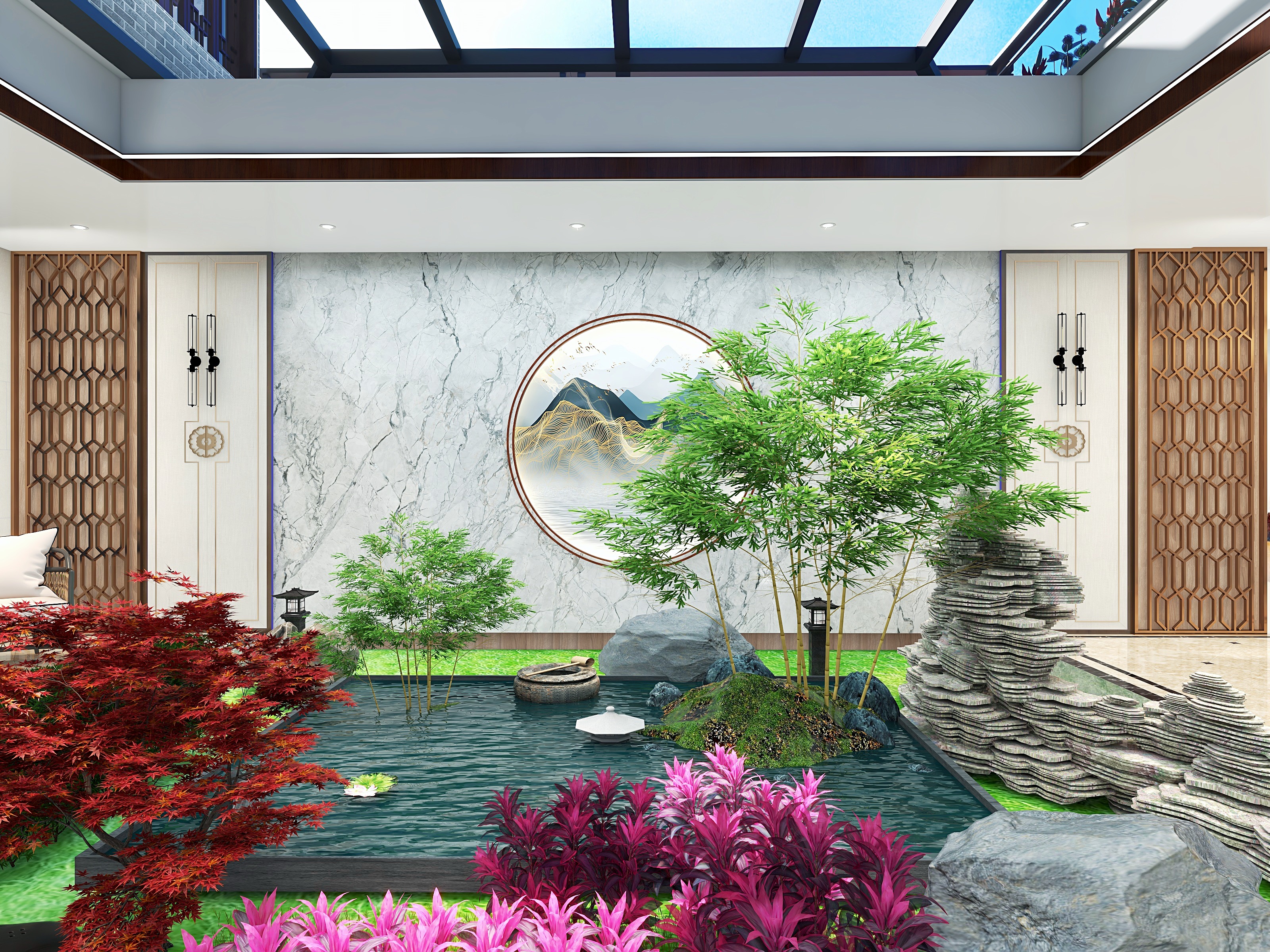 海荟通设计空间-新中式别墅装修效果图