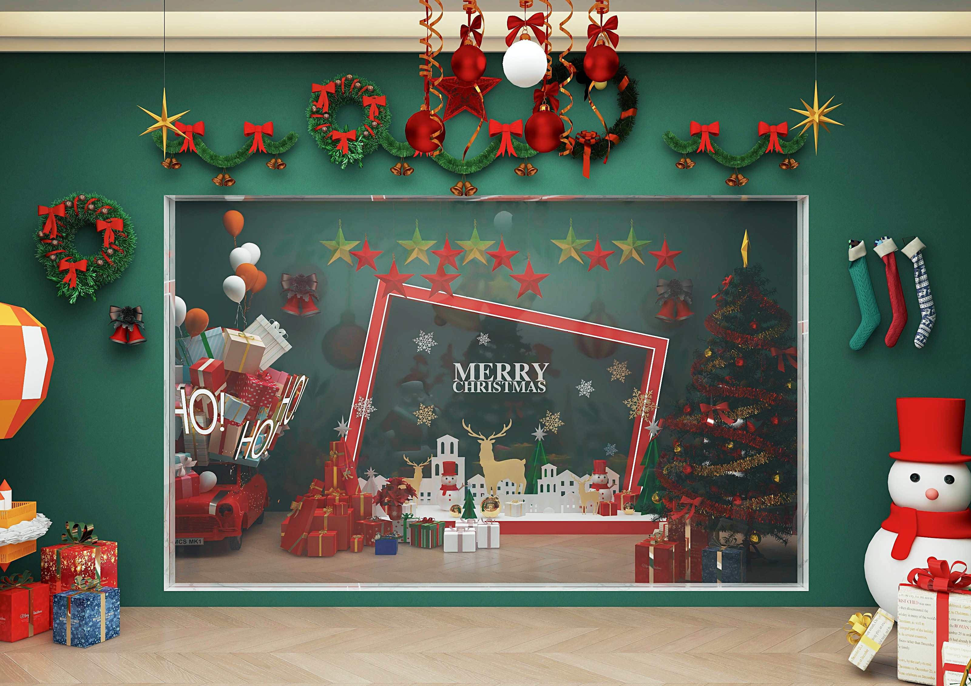 有黑眼圈的设计师-圣诞节装修效果图