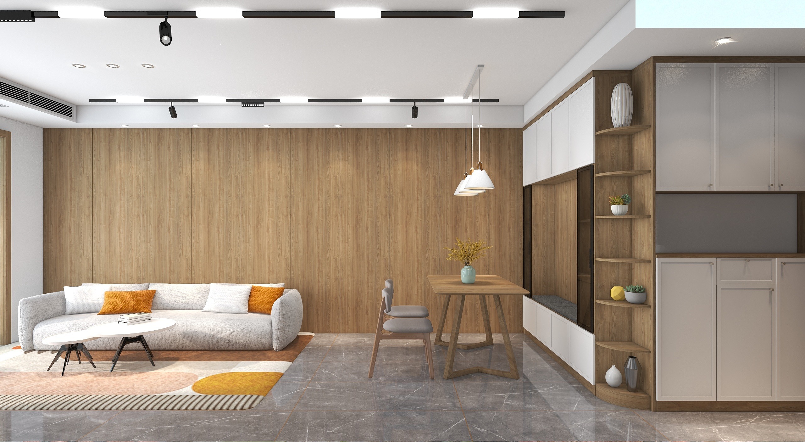 南宁恒隆进口橱柜电器-德信海德公园83.00㎡A2’3室2厅1卫1厨装修效果图