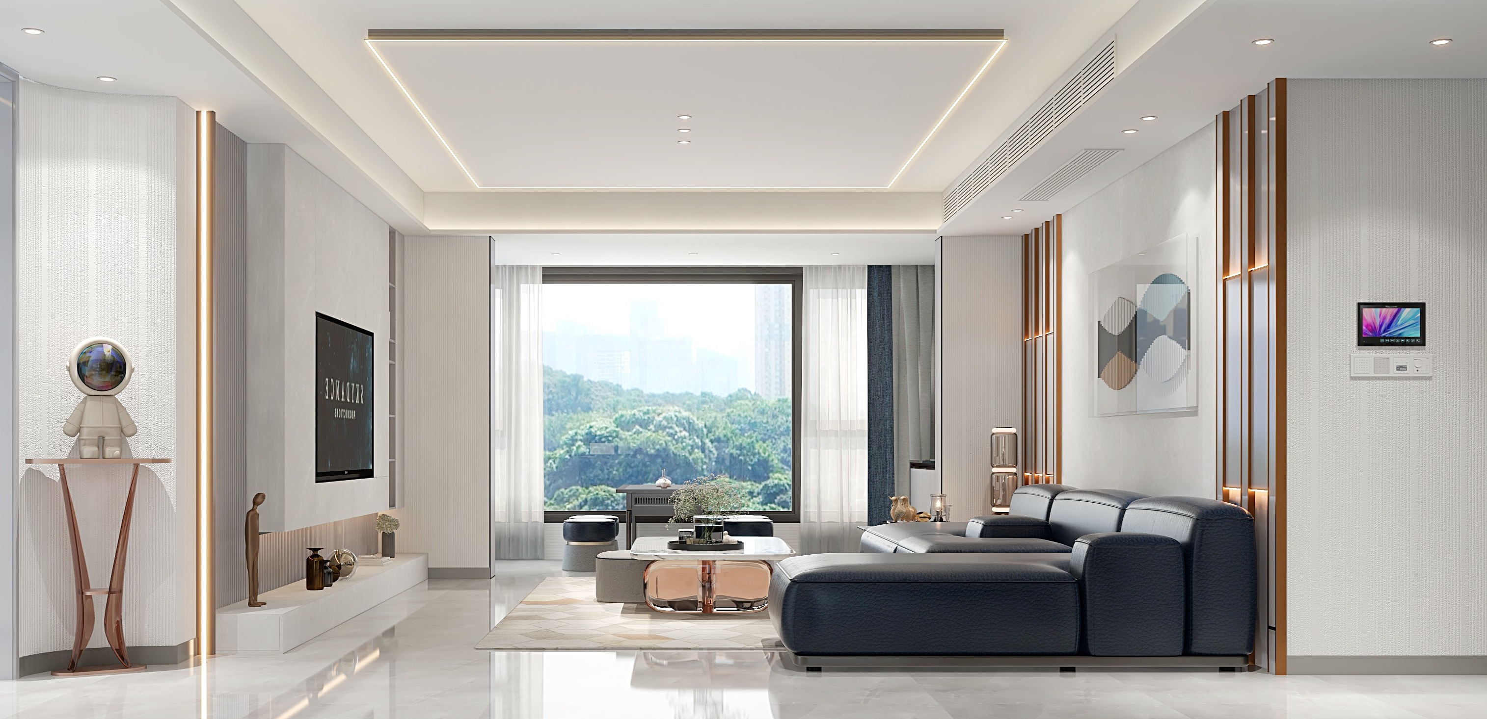 黄建-《蓝洞》现代时尚|150平米大四居装修效果图