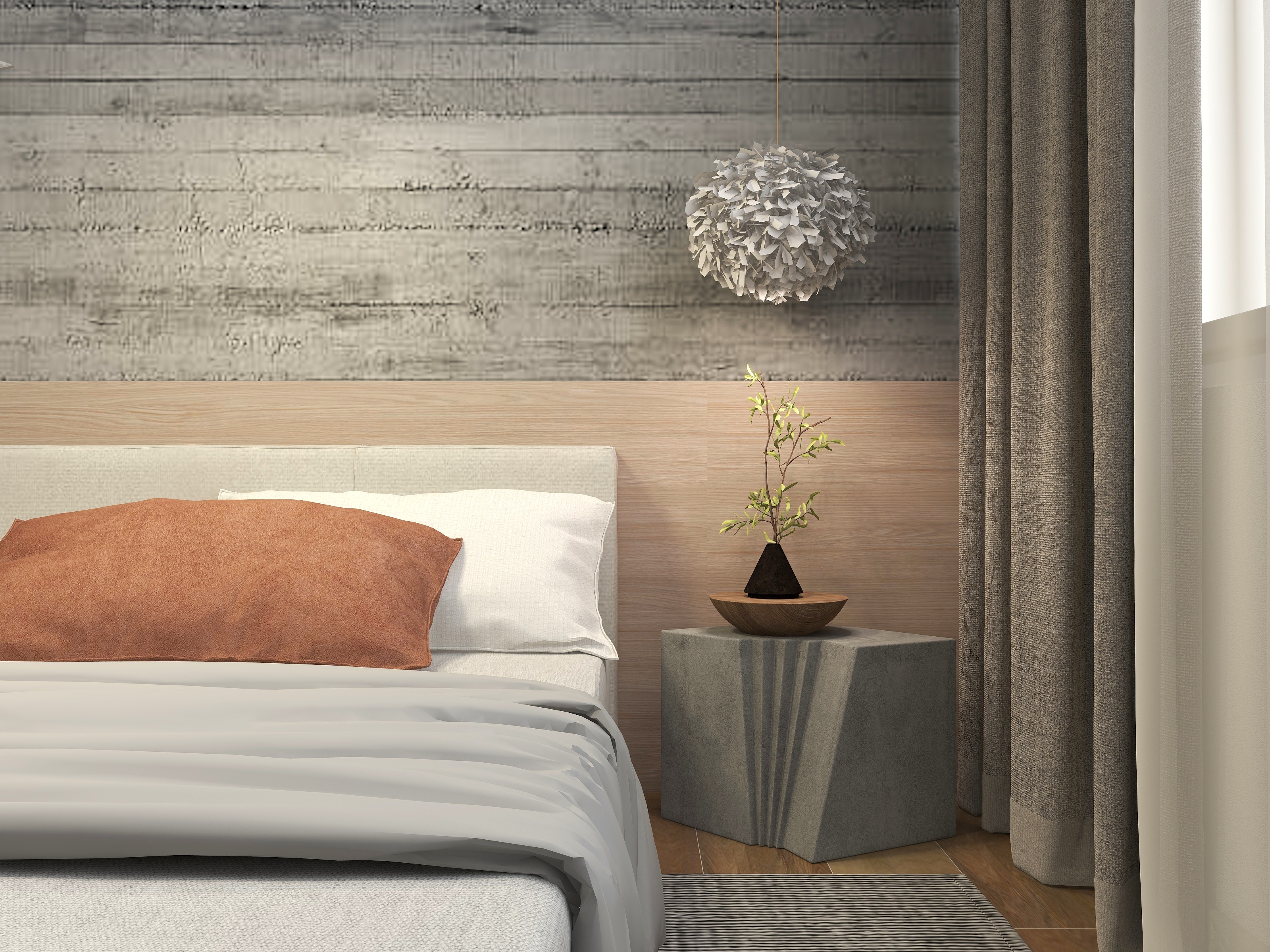 美宅玲子-美宅玲子 | 返璞归真侘寂风三居108平一层主卧装修效果图第3张