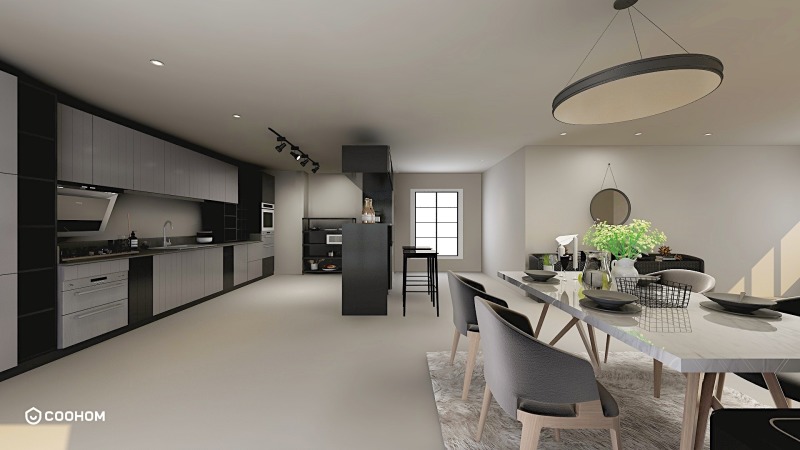 Modern Gray Dining Room with Minimalist Design
