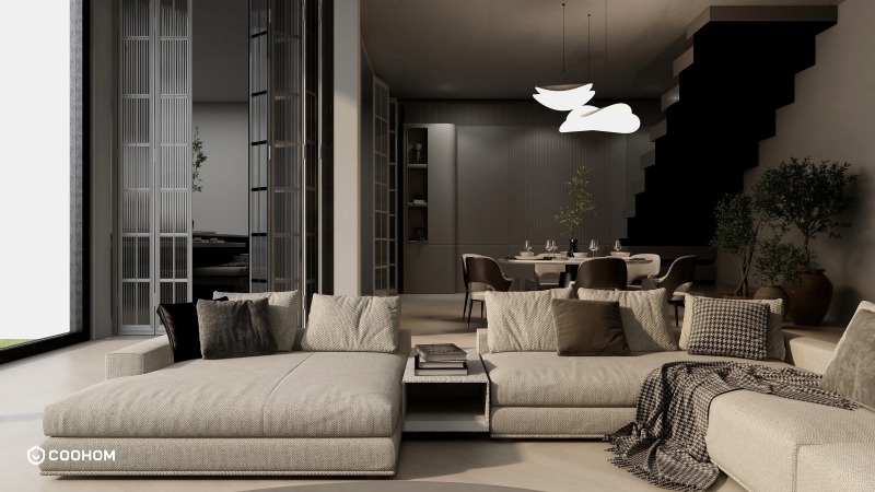 Minimalist Living Room with Gray Tone