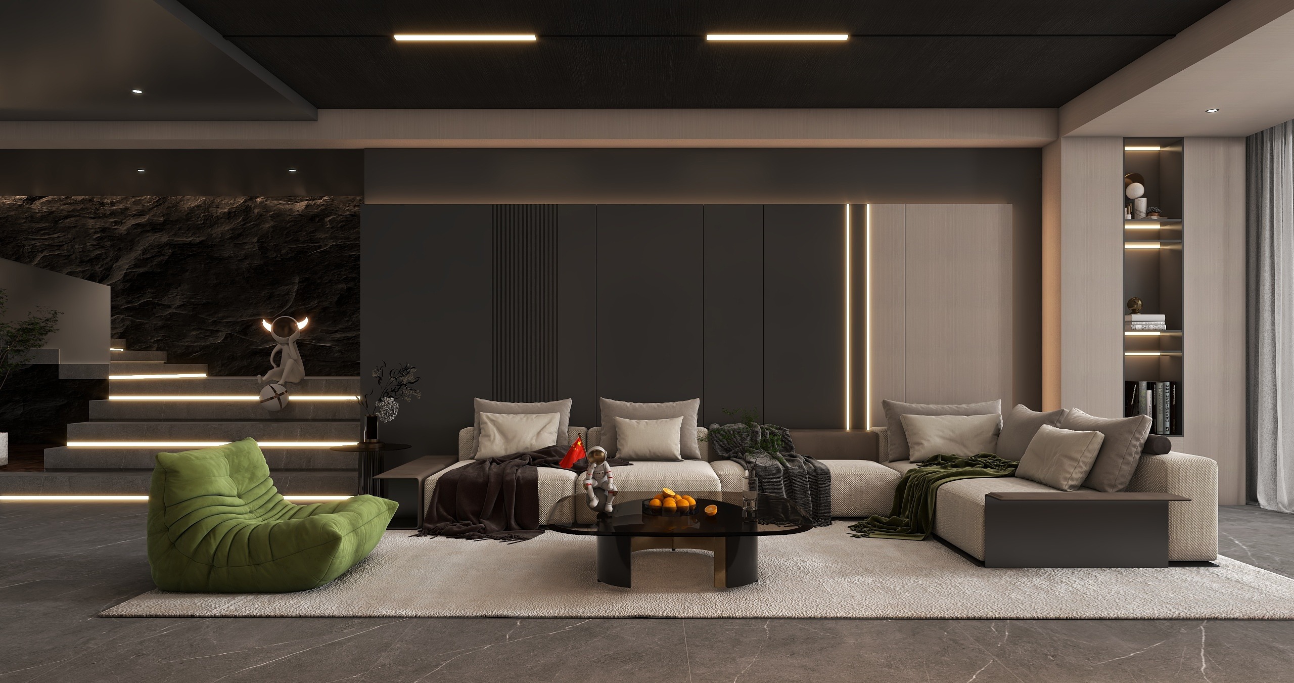 TS33333-暗系三室210m²《概念》装修效果图