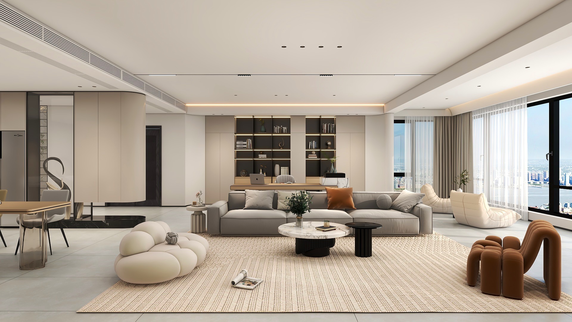 欧阳艳清-《曼暖》长沙中建383㎡大平层三居室-现代风格装修效果图