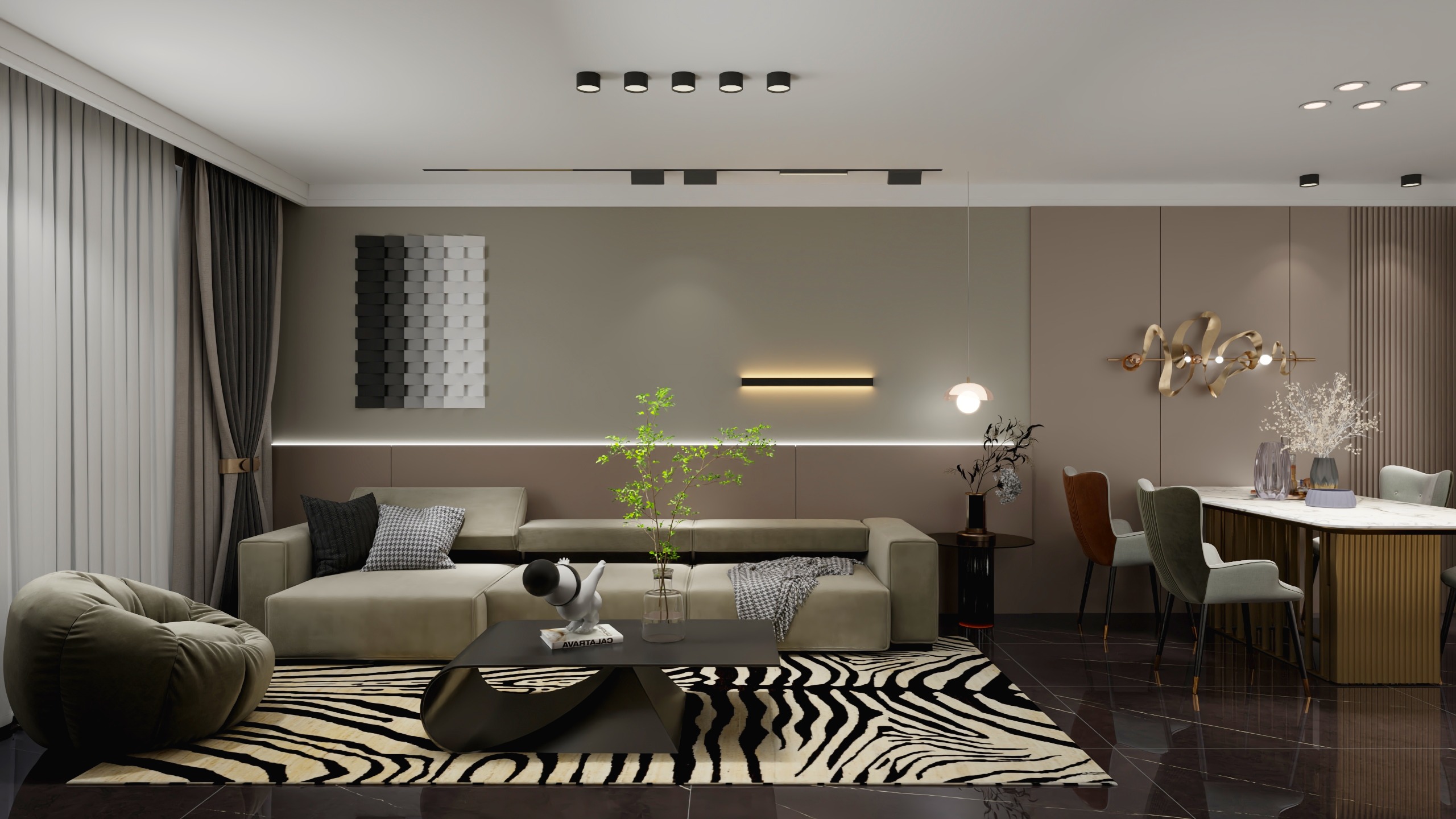 墨屿霜设计-89㎡现代风格方案设计-装修设计方案