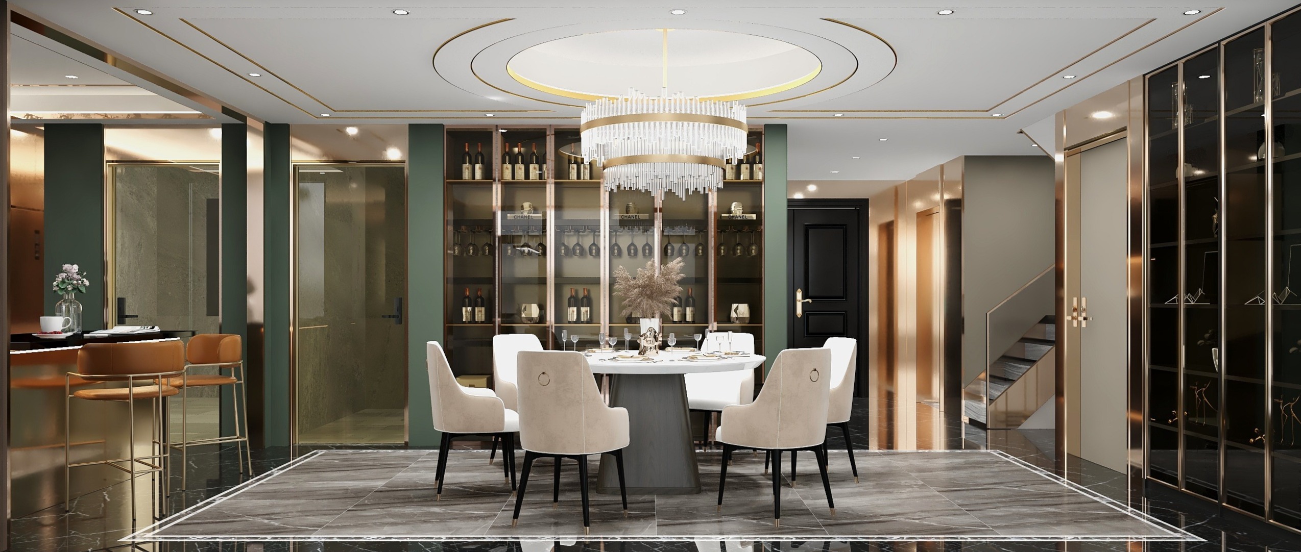 郑钧-龙湖舜山府叠拼362平5室装修效果图