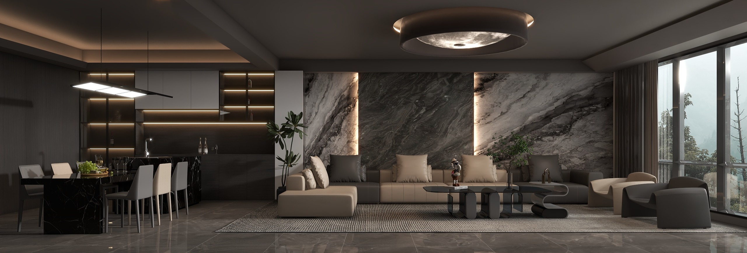 TS33333-暗系142m²2室大平层装修效果图