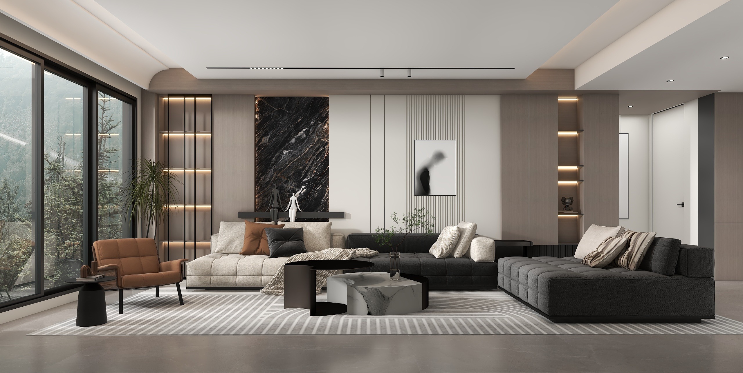 TS33333-轻奢木饰166m²三室装修效果图