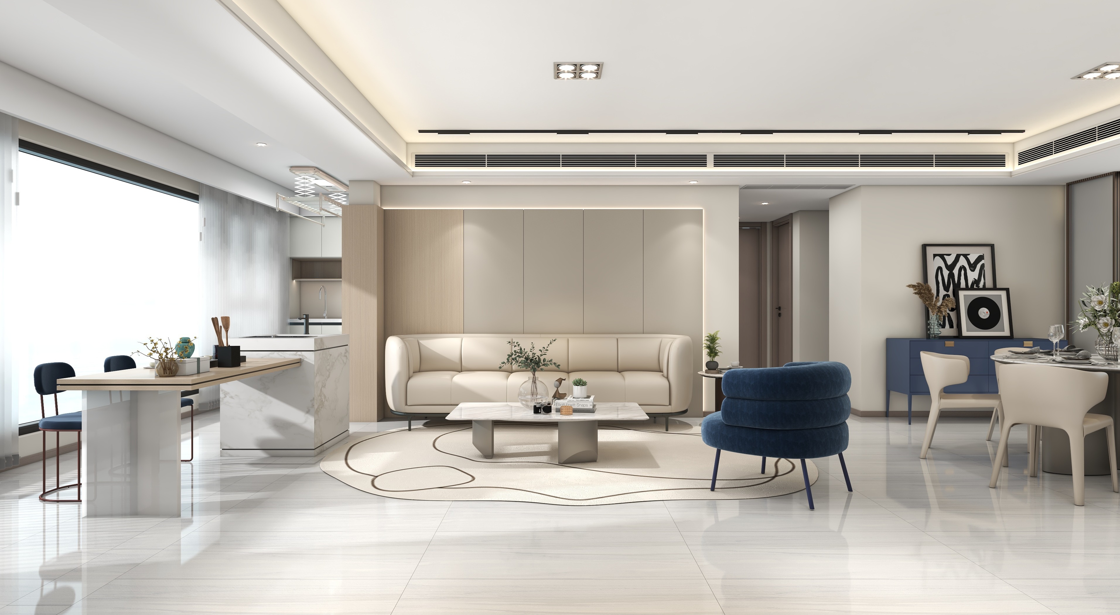 至简名设一钱春-160平奶油风四居室【春】装修效果图