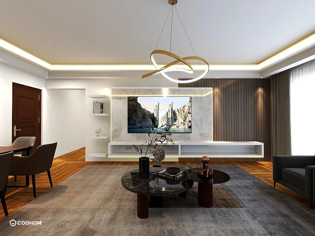 Thuds n Crinks的装修设计方案:Living Room Design, Marble Wall Unit, Wall Panel