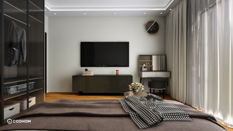 Contemporary Living Room with Wood Floor Design