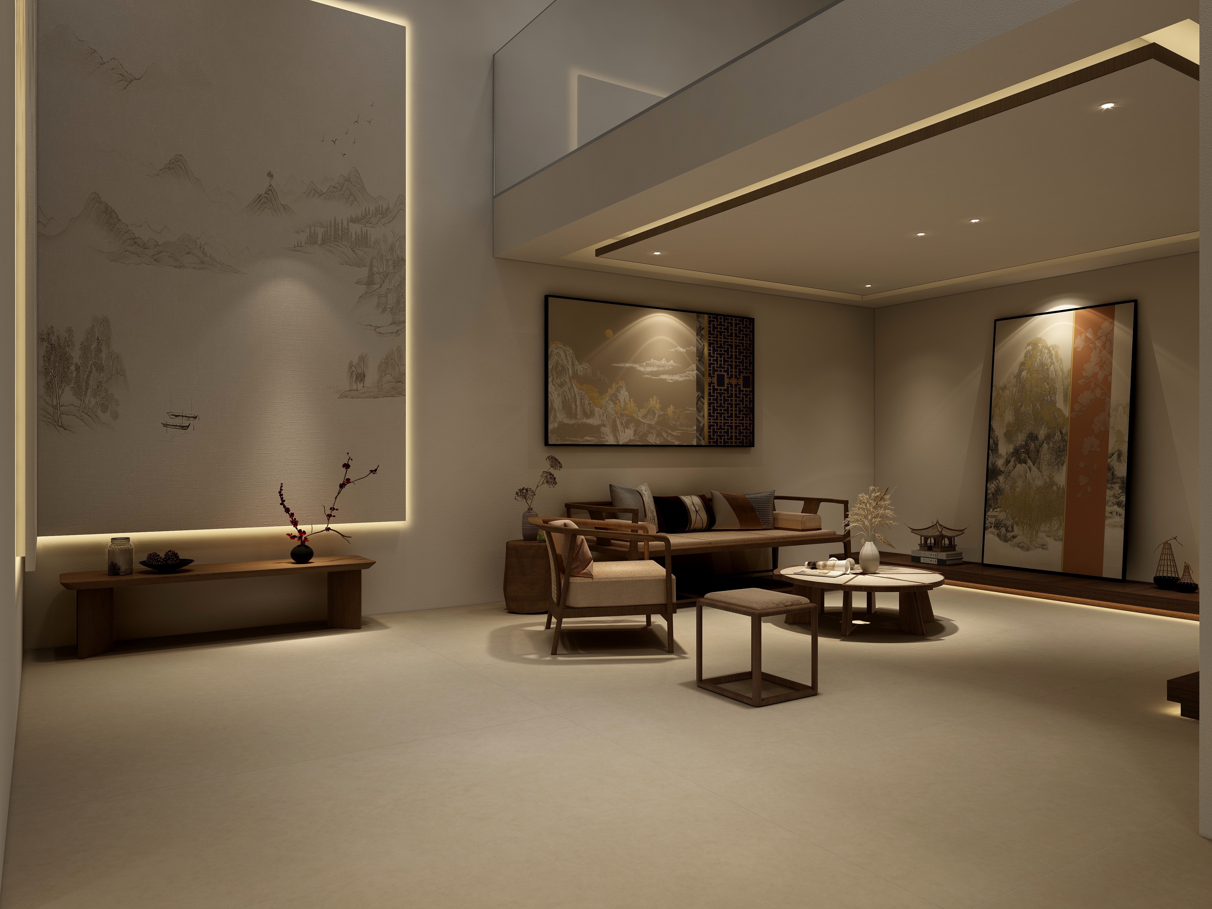 氵工DH-桂雨江南富二楼-新中式装修效果图