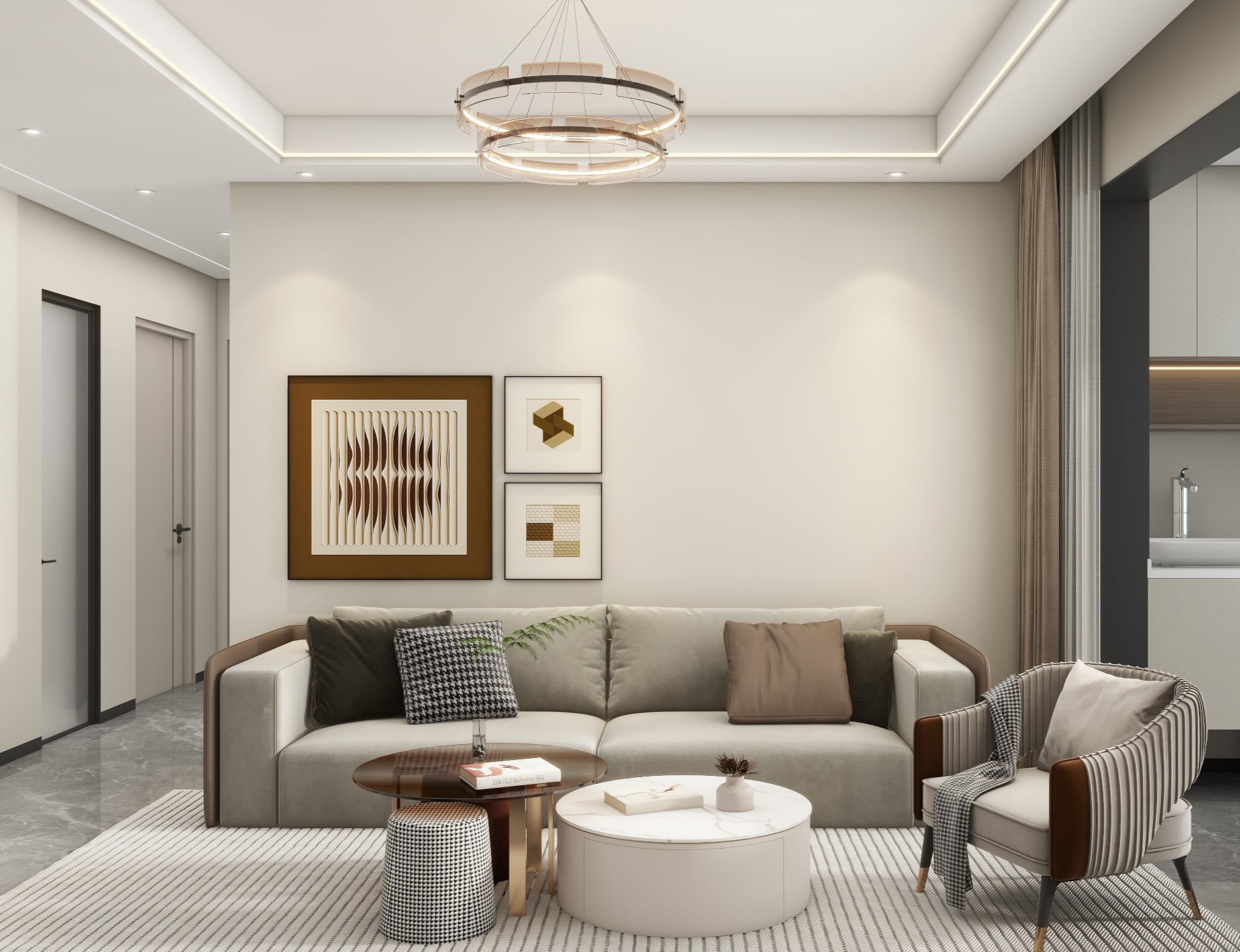 李青越-124平方现代简约三居室装修效果图