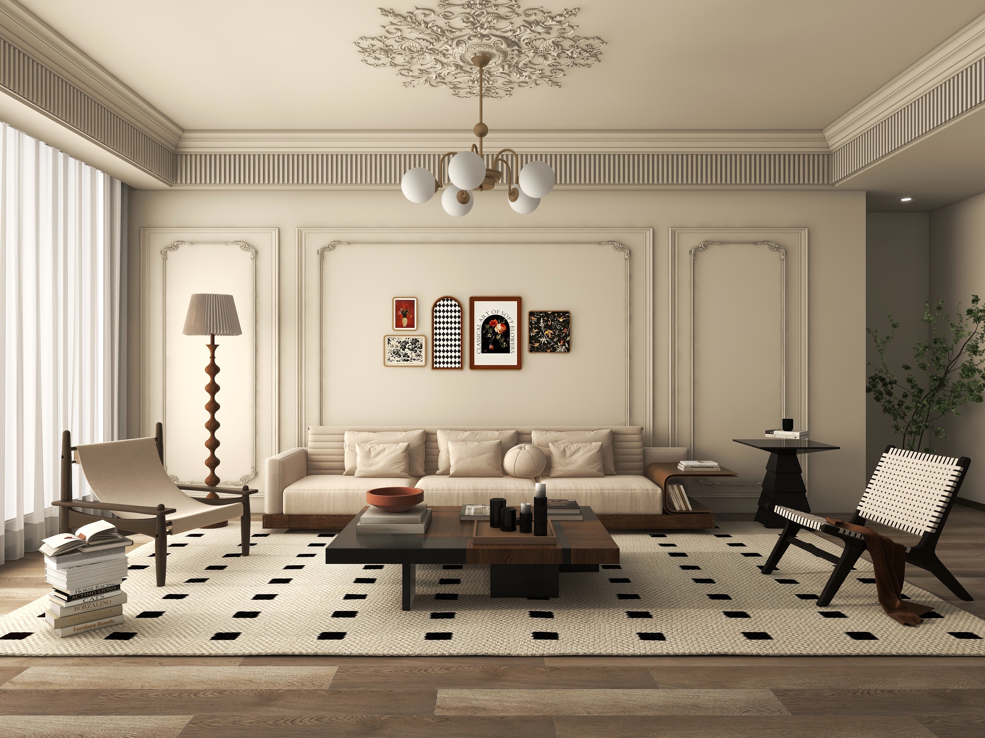 雾见山-中古客厅装修效果图