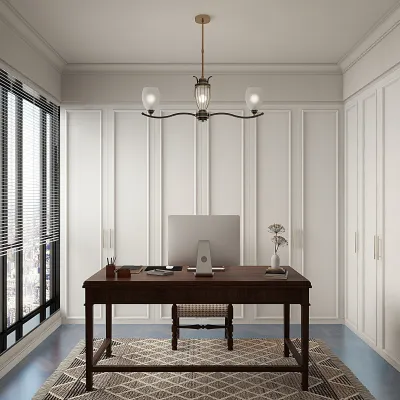 Modern Minimalist Home Office with Retro Touches