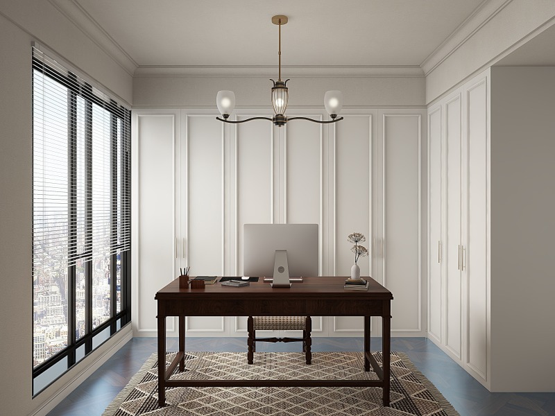 Modern Minimalist Home Office with Retro Touches