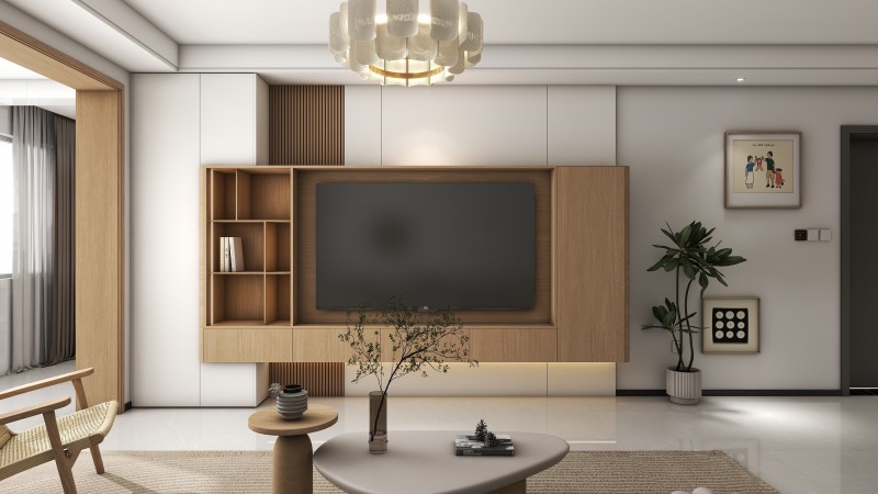 Modern Zen Living Room with Wood Tones