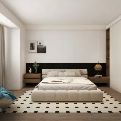 Minimalist Creamy Bedroom with Comfort