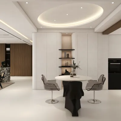 Modern Minimalist Dining Room with Black & White