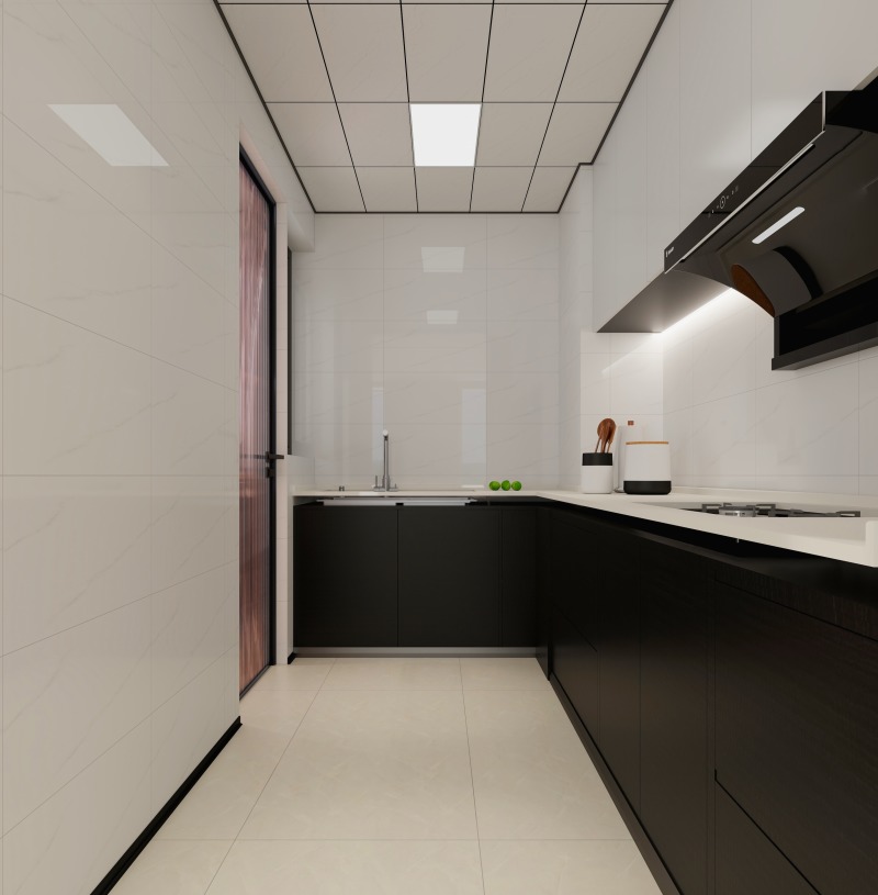 Modern Minimalist Kitchen with Black & White Design