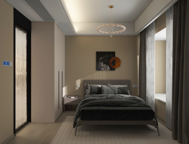 Minimalist Grey Bedroom with Comfortable Design