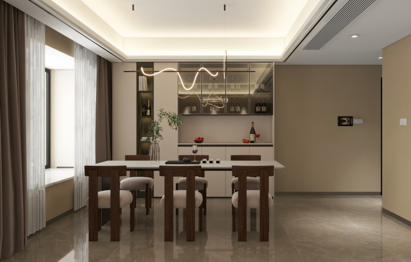 Minimalist Dining Room with Wooden Touches