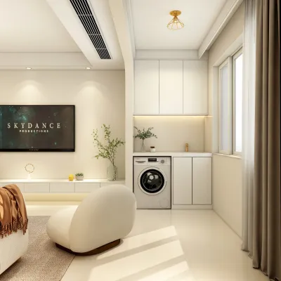 Modern Utility Living Room with Creamy Beige Tone