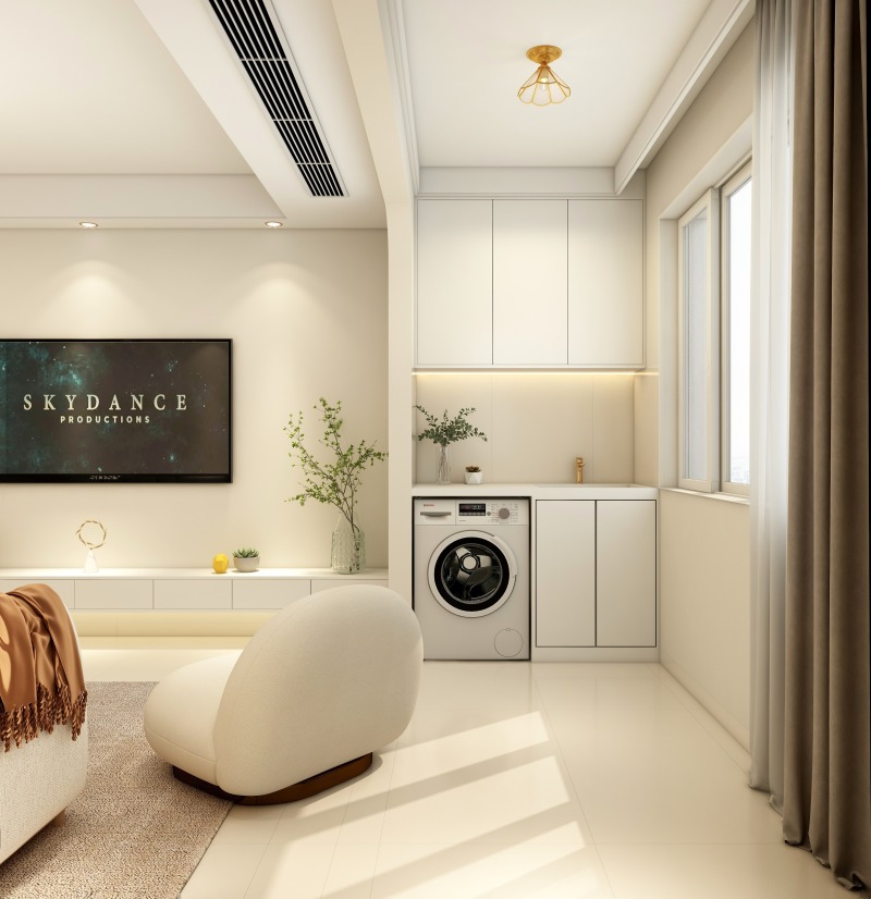 Modern Utility Living Room with Creamy Beige Tone