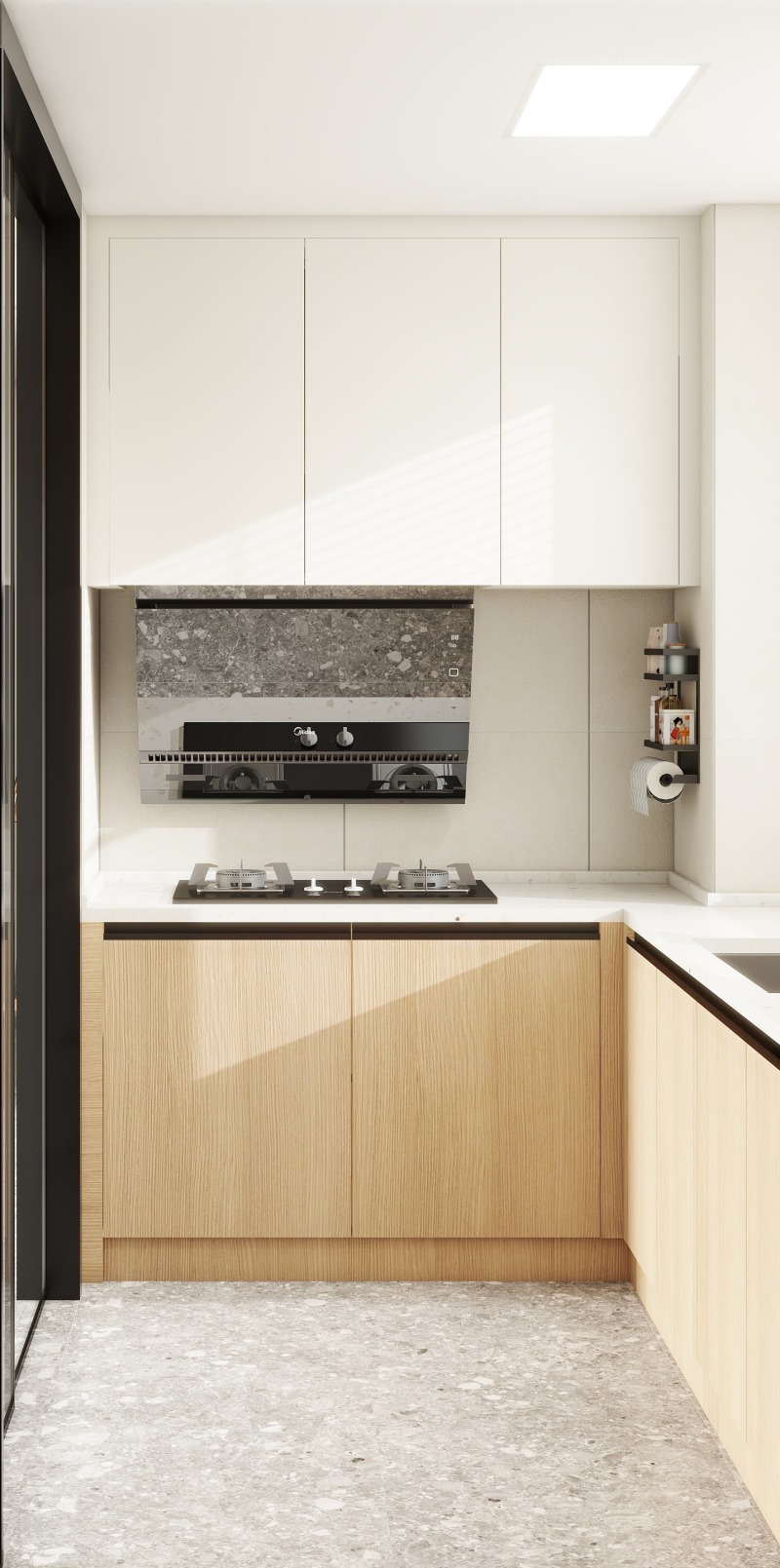 Modern Minimalist Kitchen with Wood Tones
