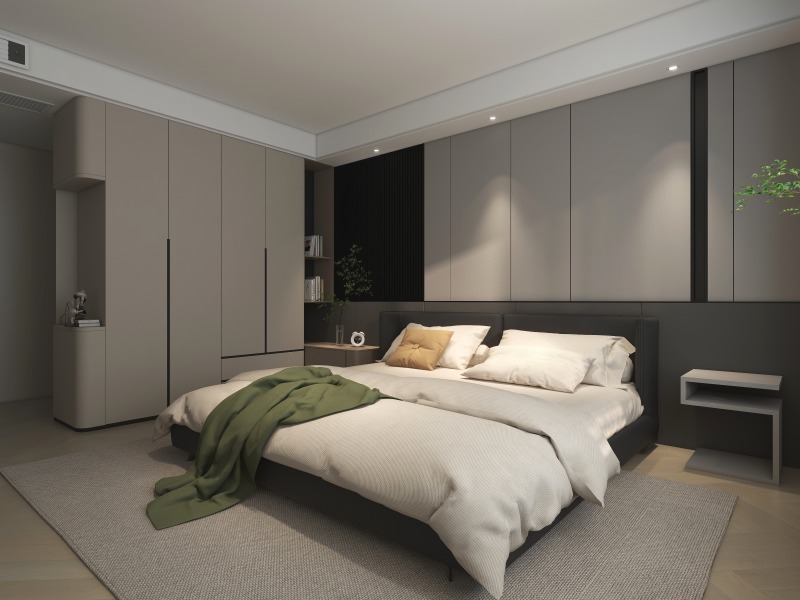 Contemporary Gray & White Bedroom Design