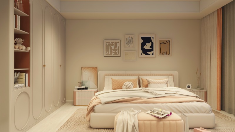 Cozy Modern Girls Bedroom with Creamy Pink Hues