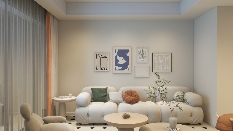 Artistic Creamy Living Room