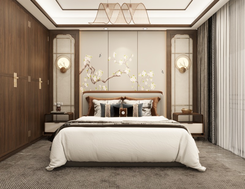 Elegant Chinese Minimalist Bedroom Design