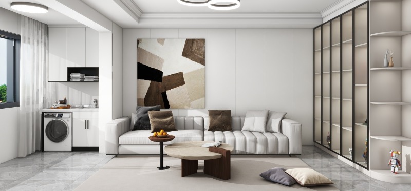 Contemporary Minimalist Gray-Tone Living Room