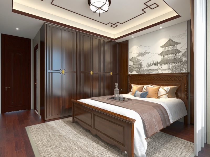 Chinese Wood Tone Bedroom Design Ideas