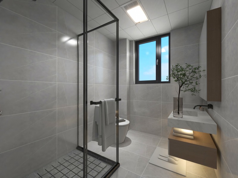 Modern Gray Bathroom with Essential Amenities