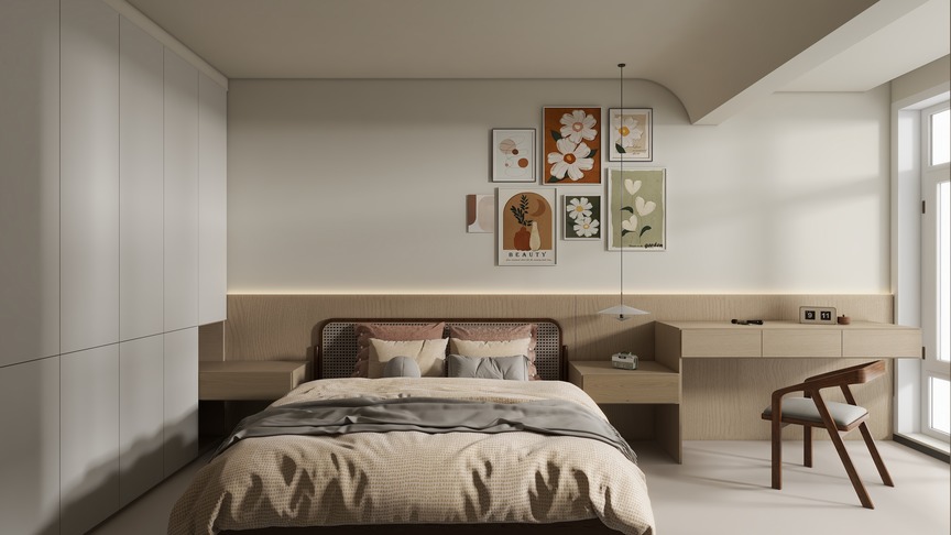设计师ZMG-117m²原木诧寂混搭II书香苑装修效果图